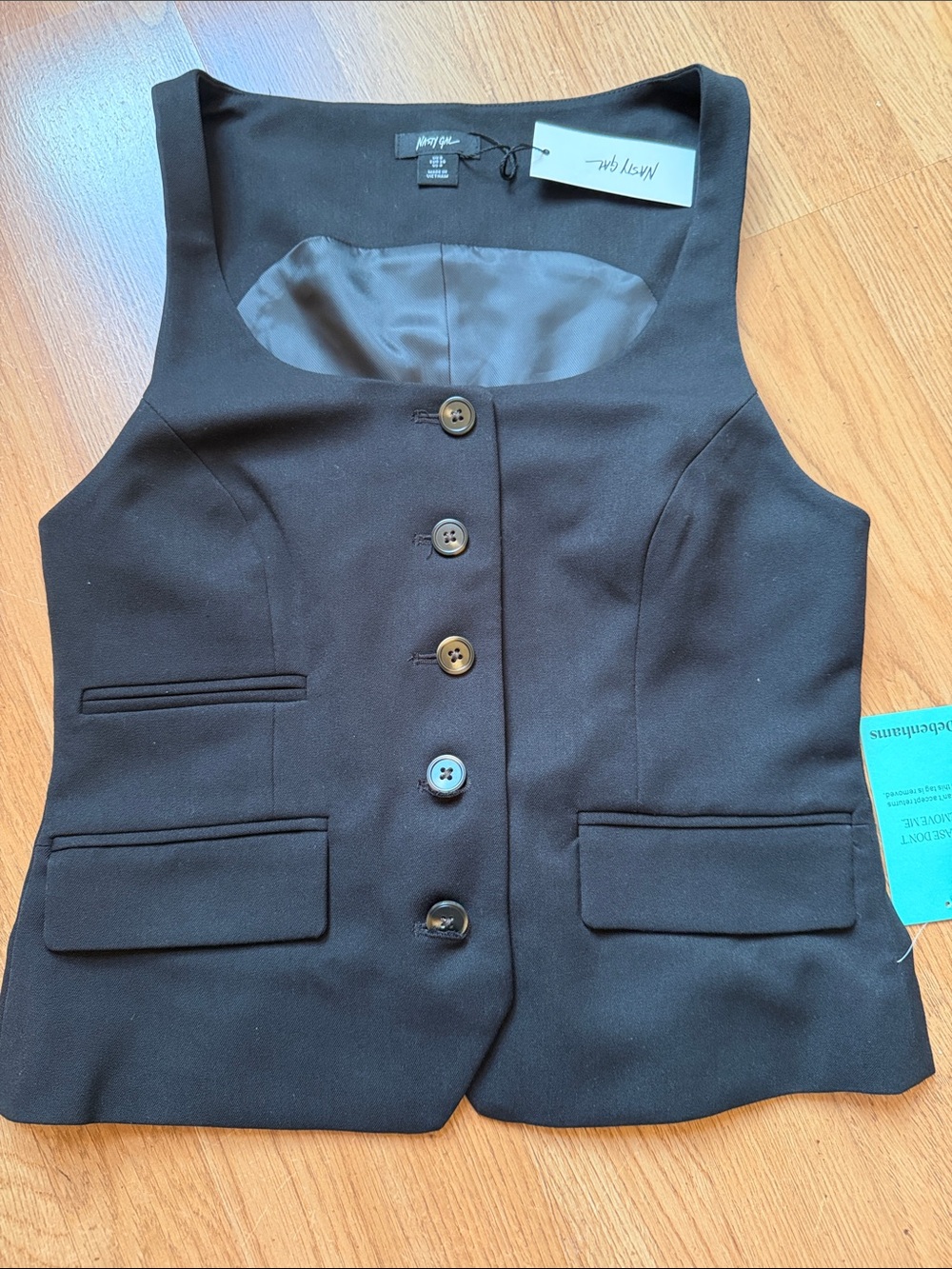 Nasty Gal Black Tailored Button-Front Vest